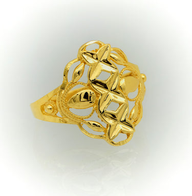 Anillo de Muje de Oro 10k, para Mujer Estilo de Hojas Caladas